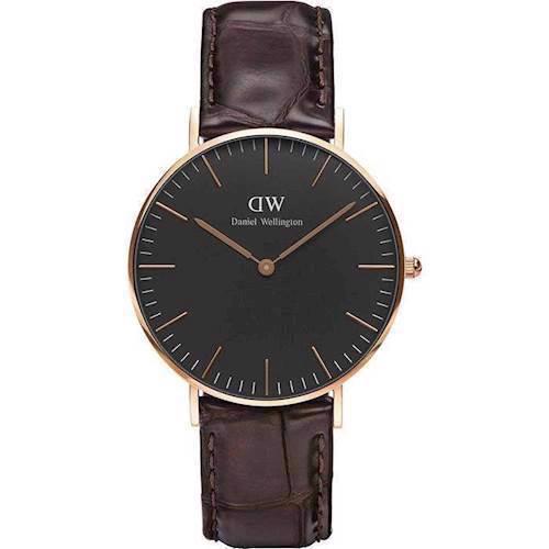 Image of Rosa forgyldt Classic Black York Quartz Dame ur fra Daniel Wellington